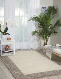 Frame Ivory, Silver Modern Plush Shag Rug - Image 1