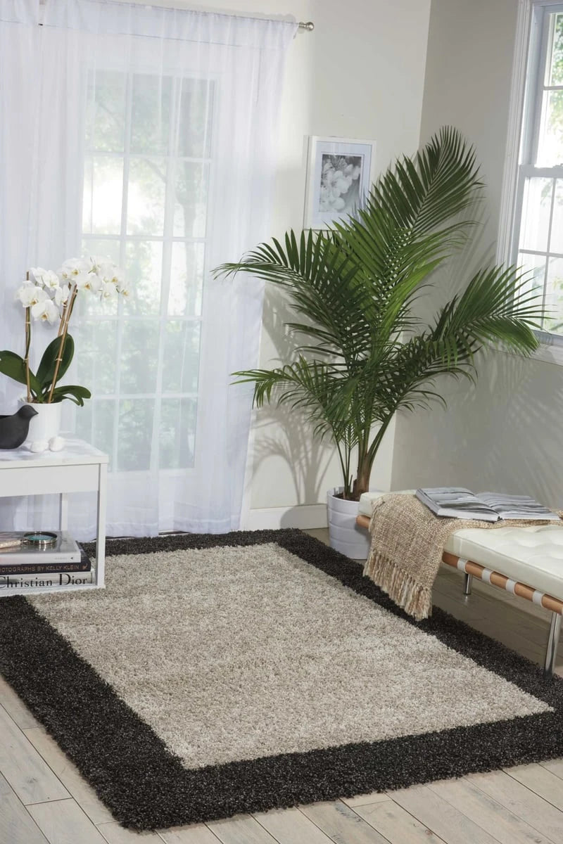 Frame Silver, Charcoal Modern Plush Shag Rug - Image 1