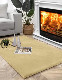 Gold Faux Rabbit Fur Rug - Image 1