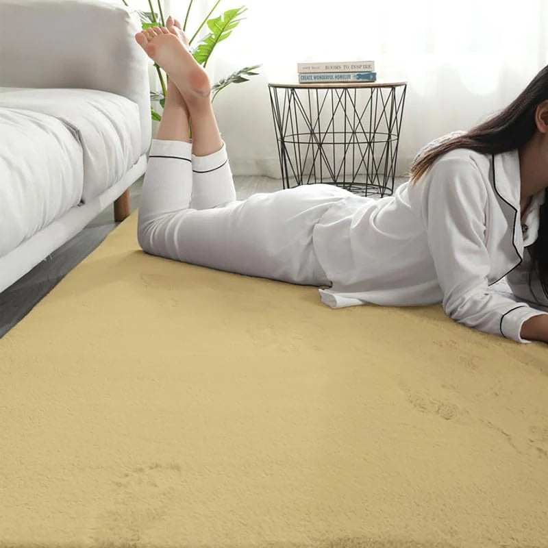 Gold Faux Rabbit Fur Rug - Image 5