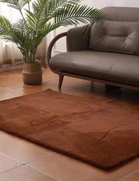 Golden Brown Faux Rabbit Fur Rug - Image 1