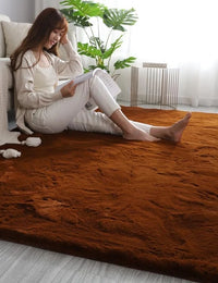 Golden Brown Faux Rabbit Fur Rug - Image 2