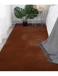 Golden Brown Faux Rabbit Fur Rug - Image 3