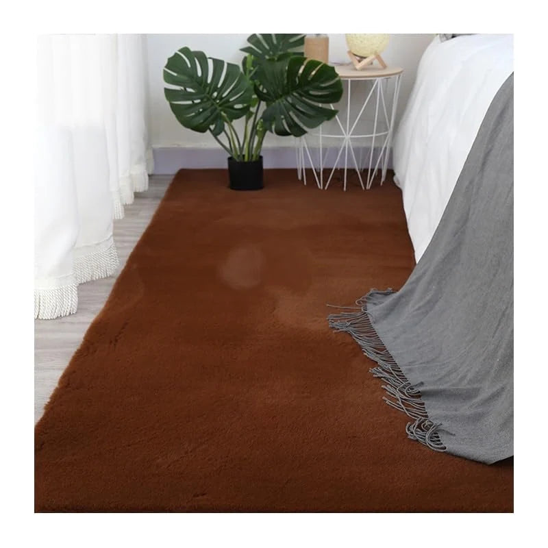 Golden Brown Faux Rabbit Fur Rug - Image 3