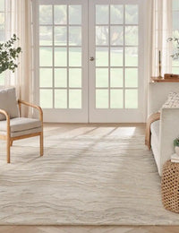 GRACE Beige Abstract Hand-Tufted Wool Rug - Image 1