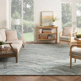 GRACE Blue Abstract Hand-Tufted Wool Rug - Image 1