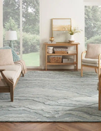 GRACE Blue Abstract Hand-Tufted Wool Rug - Image 1