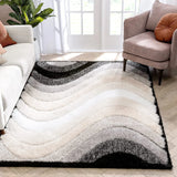 Grace Charcoal Black Gradient Plush Shag Rug - Image 1
