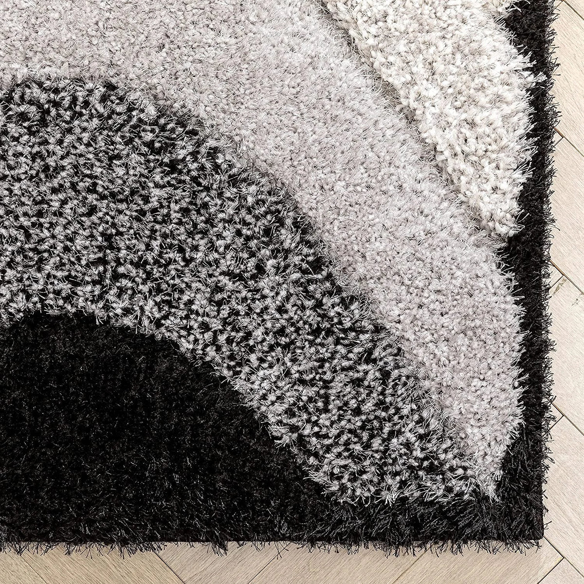 Grace Charcoal Black Gradient Plush Shag Rug - Image 6