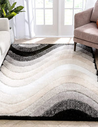 Grace Charcoal Black Gradient Plush Shag Rug - Image 7