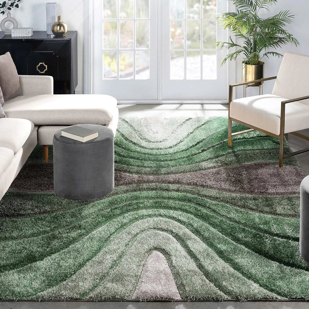 Grace Green Gradiant Collection Plush Shag Rug - Image 1