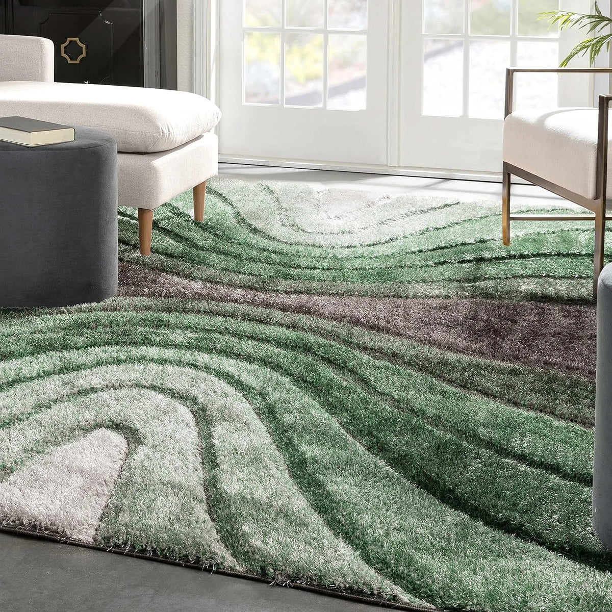 Grace Green Gradiant Collection Plush Shag Rug - Image 5
