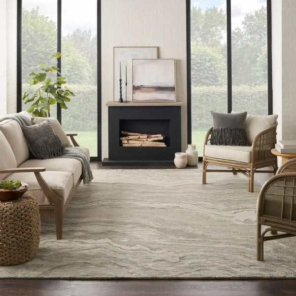 GRACE Grey Abstract Hand-Tufted Wool Rug - Image 1