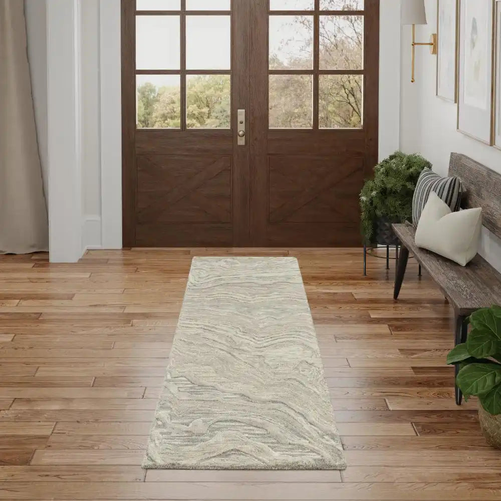 GRACE Grey Abstract Hand-Tufted Wool Rug - Image 2