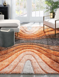 Grace Grey Orange Gradiant Collection Plush Shag Rug - Image 1