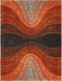 Grace Grey Orange Gradiant Collection Plush Shag Rug - Image 3