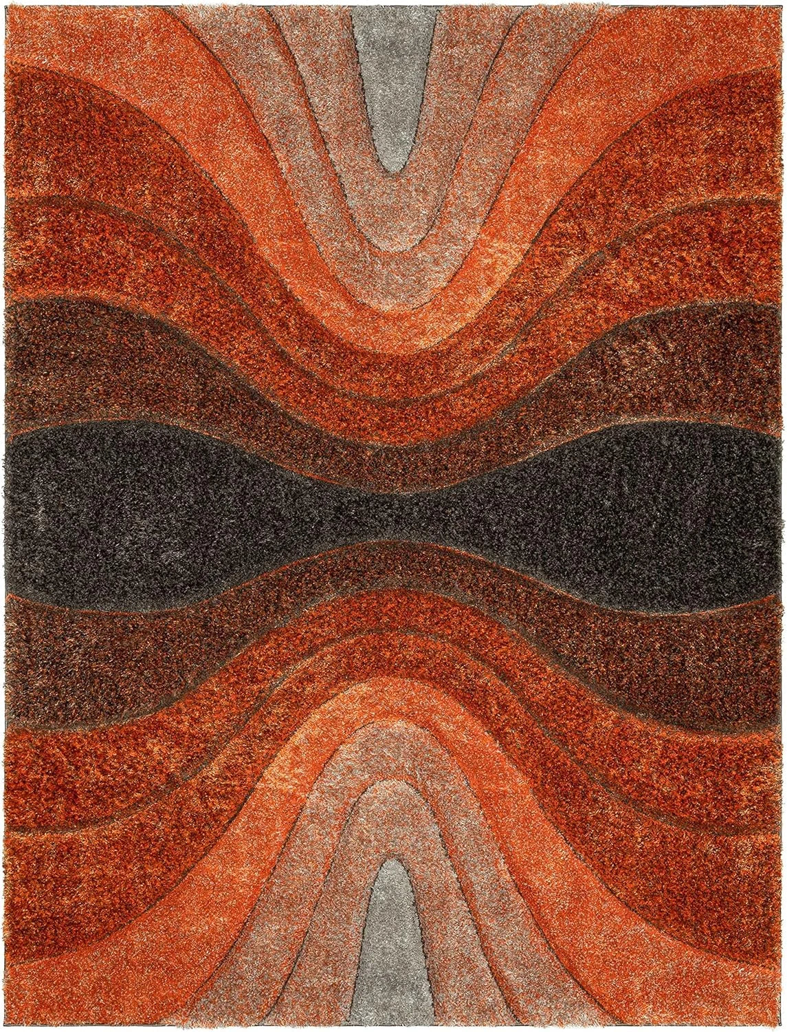 Grace Grey Orange Gradiant Collection Plush Shag Rug - Image 3