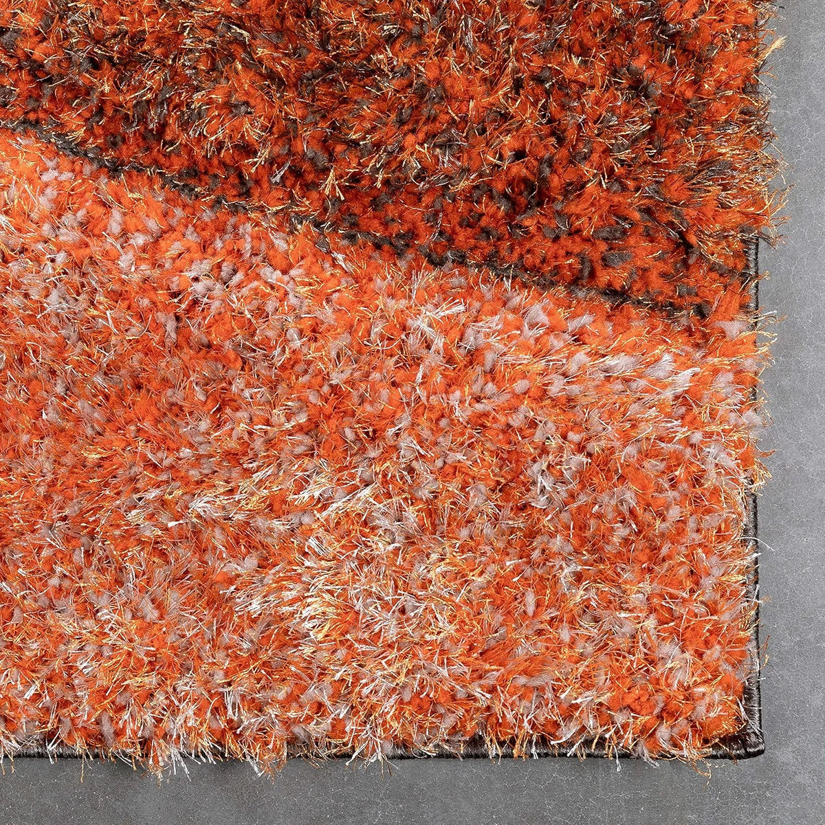 Grace Grey Orange Gradiant Collection Plush Shag Rug - Image 5