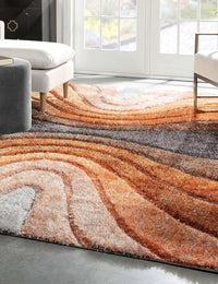 Grace Grey Orange Gradiant Collection Plush Shag Rug - Image 6
