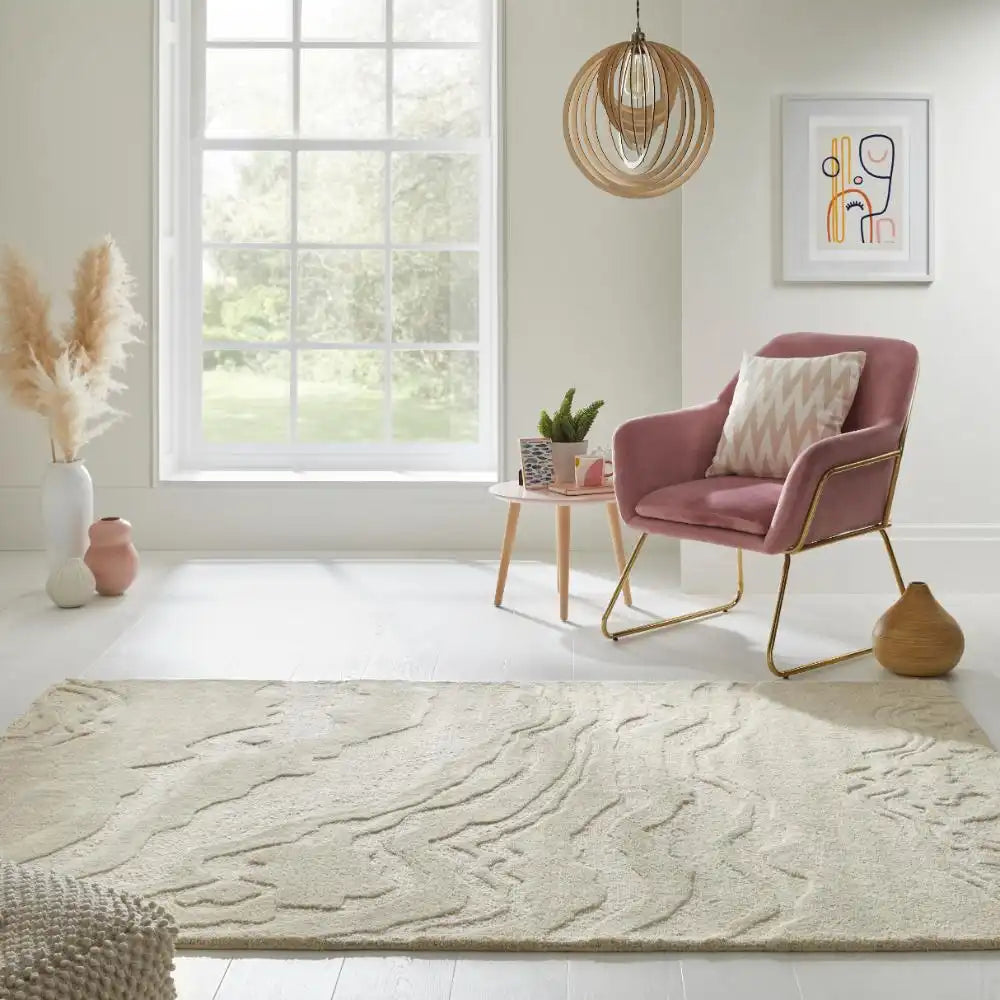 GRACE Ivory Abstract Hand-Tufted Wool Rug - Image 1