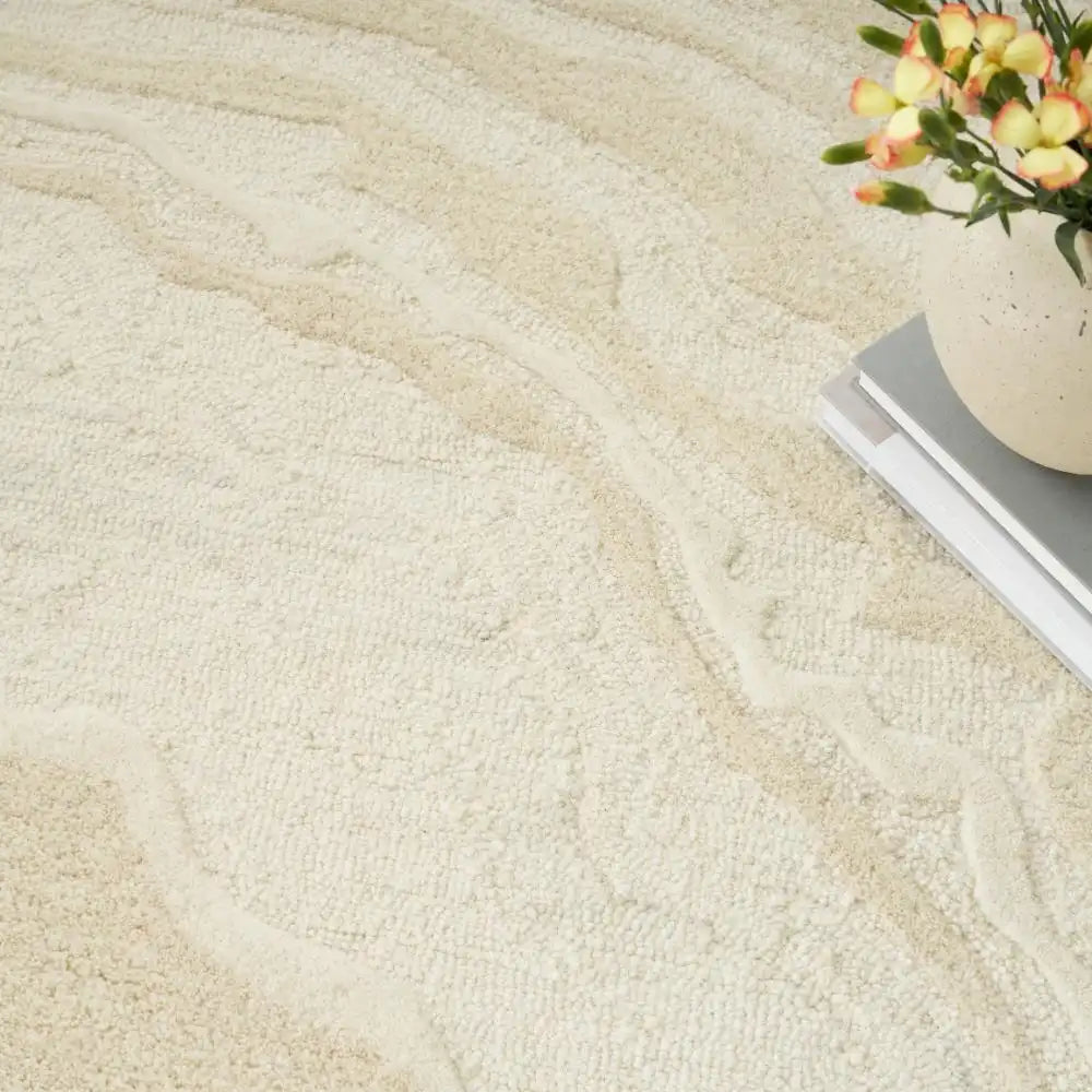 GRACE Ivory Abstract Hand-Tufted Wool Rug - Image 2