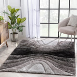 Grace Midnight Black Gradient Plush Shag Rug - Image 1