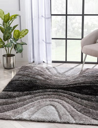 Grace Midnight Black Gradient Plush Shag Rug - Image 1