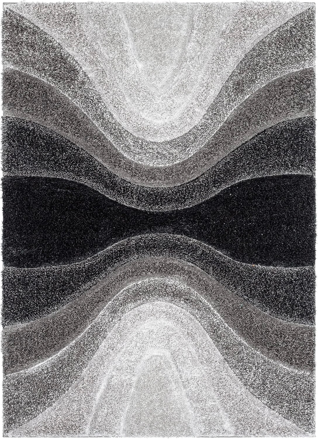 Grace Midnight Black Gradient Plush Shag Rug - Image 2