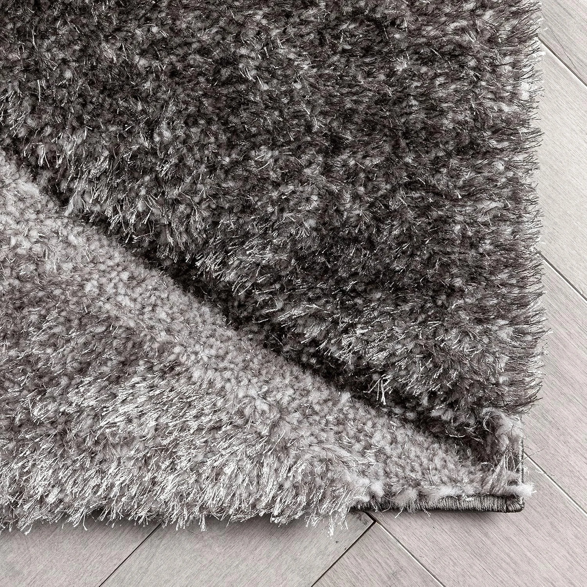 Grace Midnight Black Gradient Plush Shag Rug - Image 4
