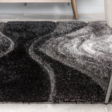 Grace Midnight Black Gradient Plush Shag Rug - Image 5