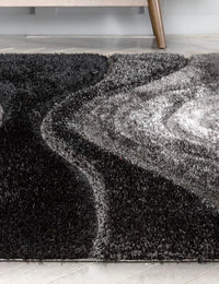 Grace Midnight Black Gradient Plush Shag Rug - Image 5