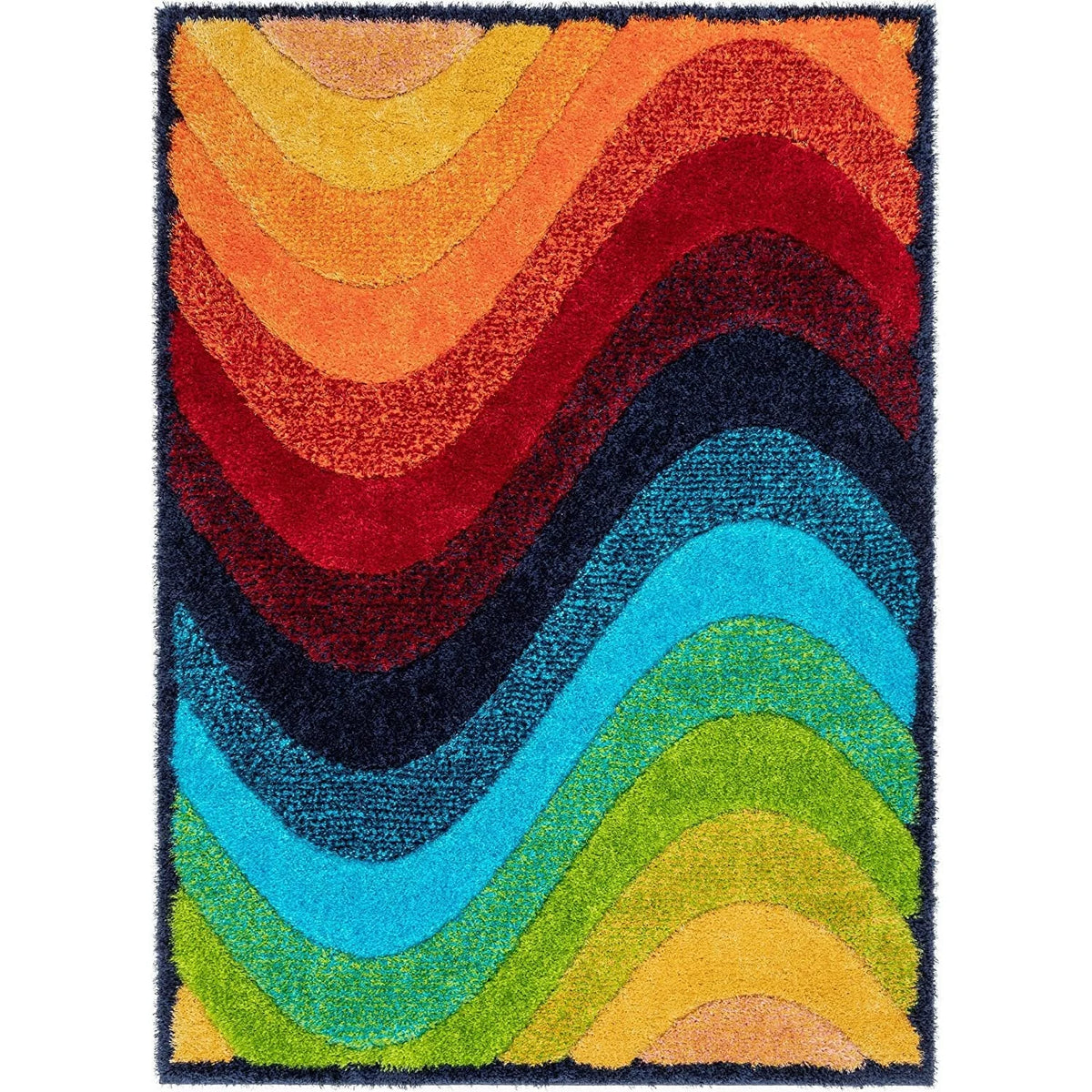 Grace Mustard Beige Gradiant Collection Plush Shag Rug - Image 4