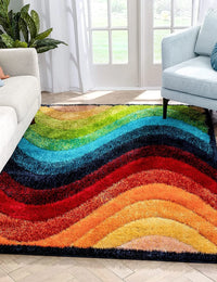 Grace Mustard Beige Gradiant Collection Plush Shag Rug - Image 5
