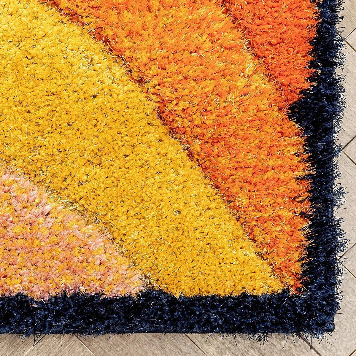 Grace Mustard Beige Gradiant Collection Plush Shag Rug - Image 6