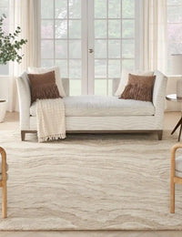 GRACE Taupe Abstract Hand-Tufted Wool Rug - Image 1
