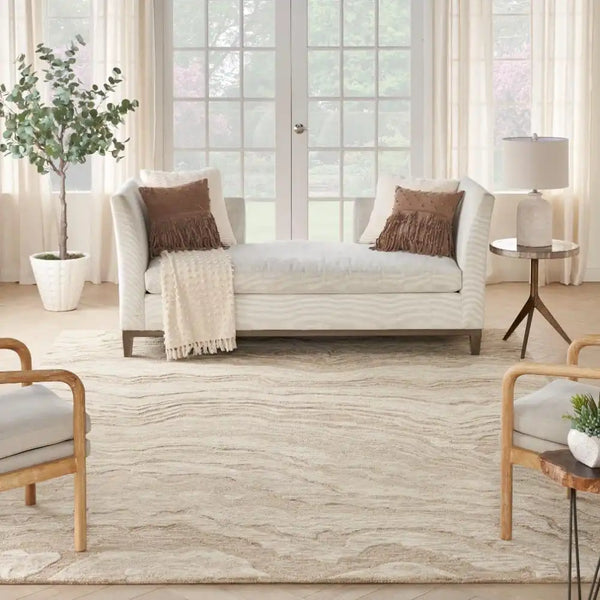 GRACE Taupe Abstract Hand-Tufted Wool Rug - Image 1