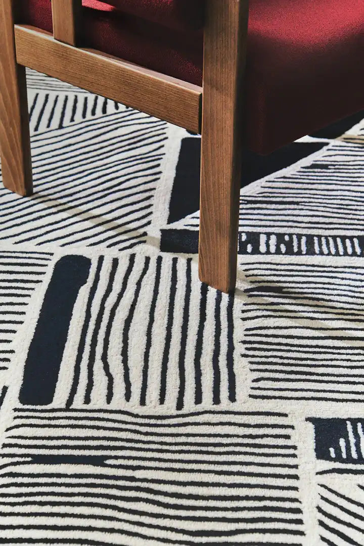 Greige Irregular Hand-Tufted Wool Rug - Image 2