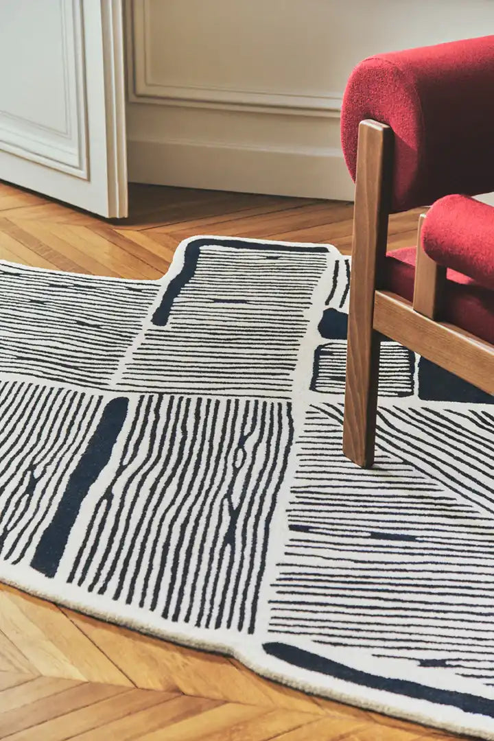 Greige Irregular Hand-Tufted Wool Rug - Image 3