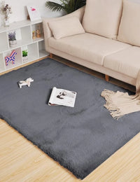 Grey Faux Rabbit Fur Rug - Image 1