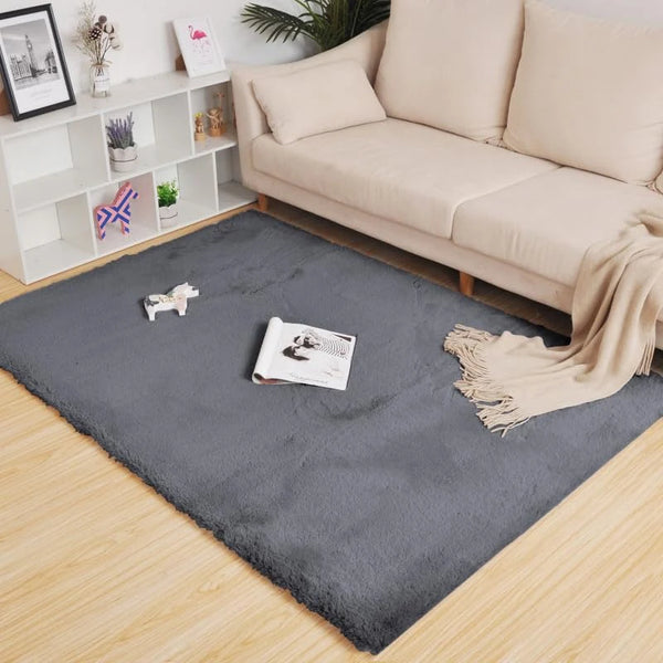 Grey Faux Rabbit Fur Rug - Image 1