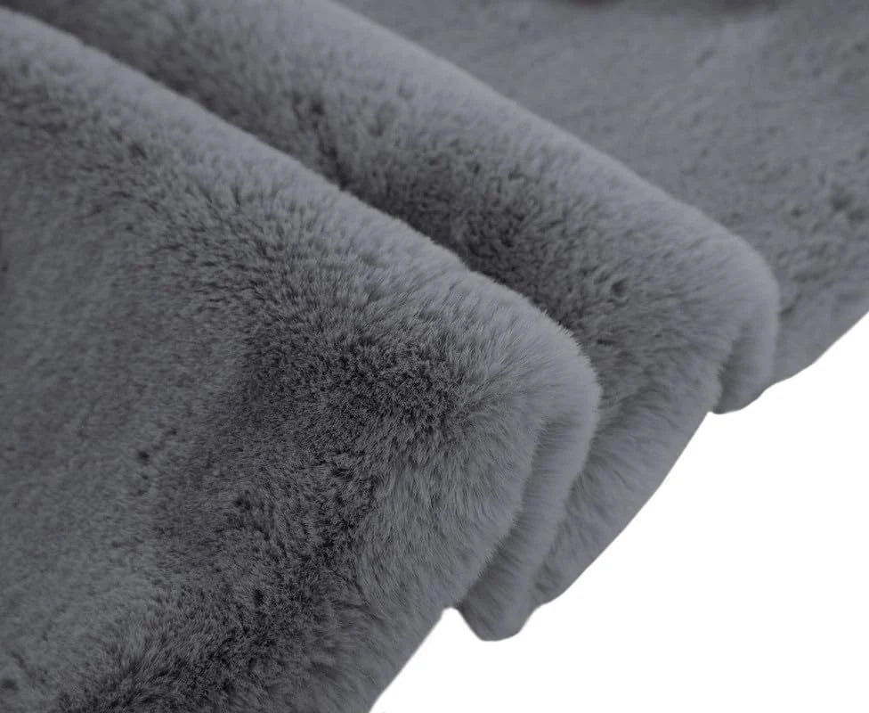 Grey Faux Rabbit Fur Rug - Image 2