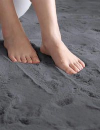 Grey Faux Rabbit Fur Rug - Image 3
