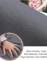 Grey Faux Rabbit Fur Rug - Image 4