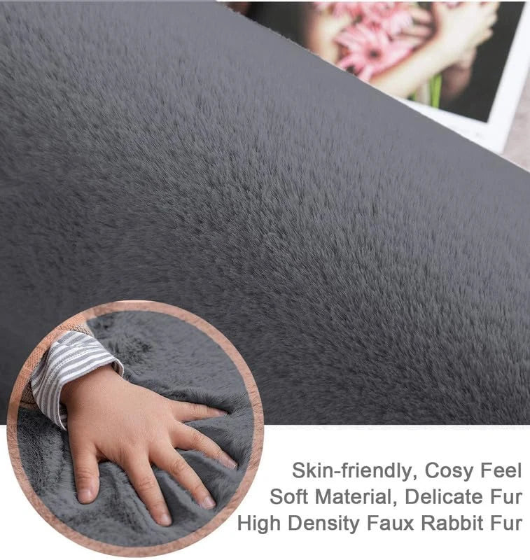 Grey Faux Rabbit Fur Rug - Image 4
