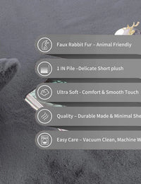 Grey Faux Rabbit Fur Rug - Image 7