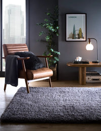 Grey Solid Plush Shag Rug - Image 1