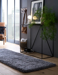 Grey Solid Plush Shag Rug - Image 2