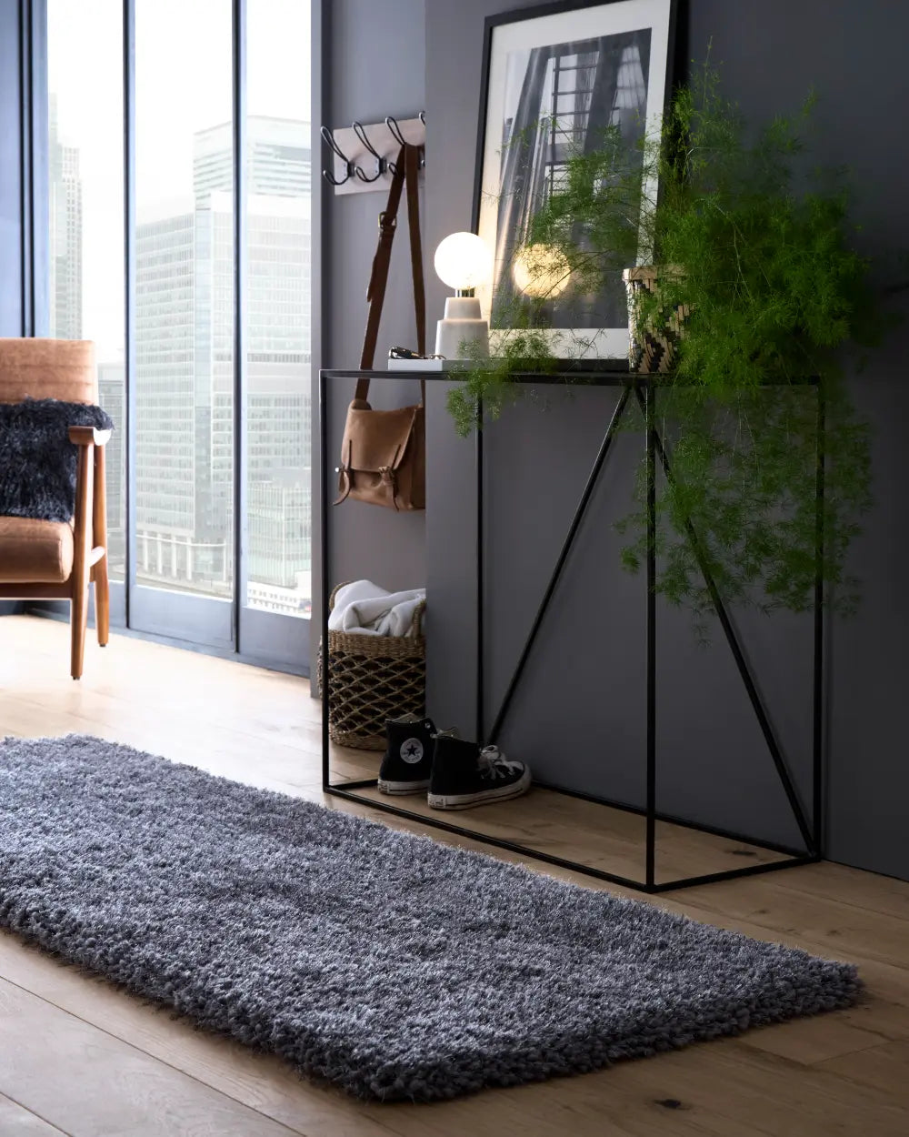 Grey Solid Plush Shag Rug - Image 2