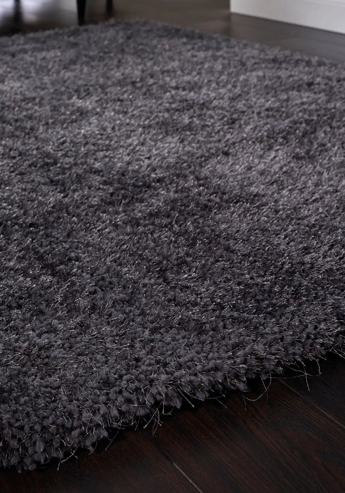 Grey Solid Plush Shag Rug - Image 4