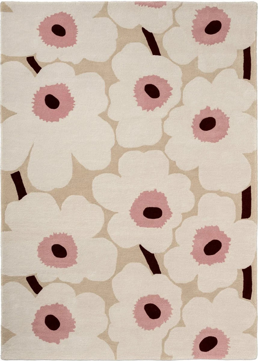 Honey Beige, Pink Floral Hand-Tufted Wool Rug - Image 2